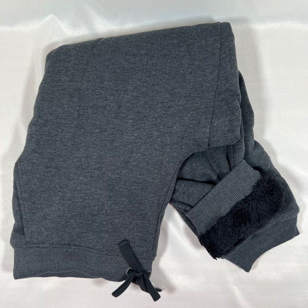 L.L. Bean Charcoal Colored Sherpa Line Sweatpants Size L Women's Cozy Warm